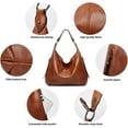 thumbnail image 3 of CoCopeanut Hobo Tote Bag for Women Fashion Handbag Faux Leather Shoulder Bag Zipper Closure Crossbody Bag Tassel Purse Set 3pcs, 3 of 7