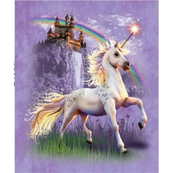 Unicorn Castle Signature Collection Queen Size Reversible Plush Blanket 79" x 95"