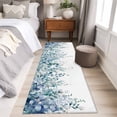 thumbnail image 4 of 2'x6' Rug Runners for Hallways Kitchen, Teal Blue Eucalyptus Leaves Non Slip Entryway Beside Floor Carpet Runner, Spring Floral Summer Botanical Washable Laundry Room Bedroom Throw Rugs Mat, 4 of 8