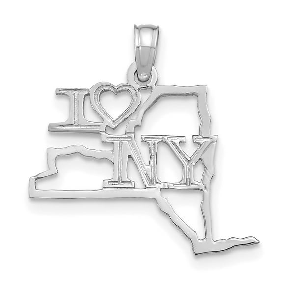 Auriga Fine Jewelry 14K White Gold Solid New York State Pendant for Women