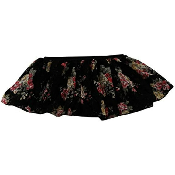 Girls Black Floral Lace Skirt, Size 4/6