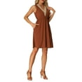 thumbnail image 4 of INSPIRE CHIC Women's Pajamas Dress Sleeveless Sleepwear V Neck Lace Trim Casual Lounge Nightgowns M Brown, 4 of 5