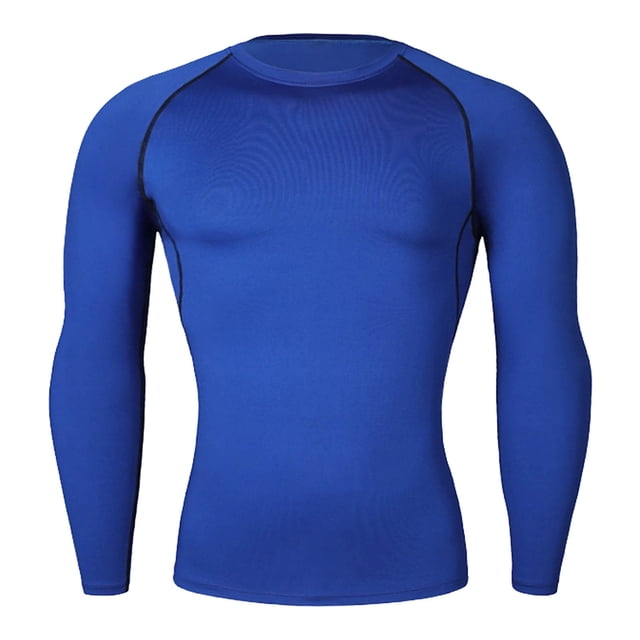 Couches de Base pour Hommes, Haut D\'entraînement Physique Extensible Uni à Manches Longues et Col Rond
