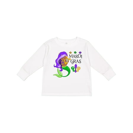 

Inktastic Mardi Gras Mermaid with Harp and Beads Gift Toddler Boy or Toddler Girl Long Sleeve T-Shirt