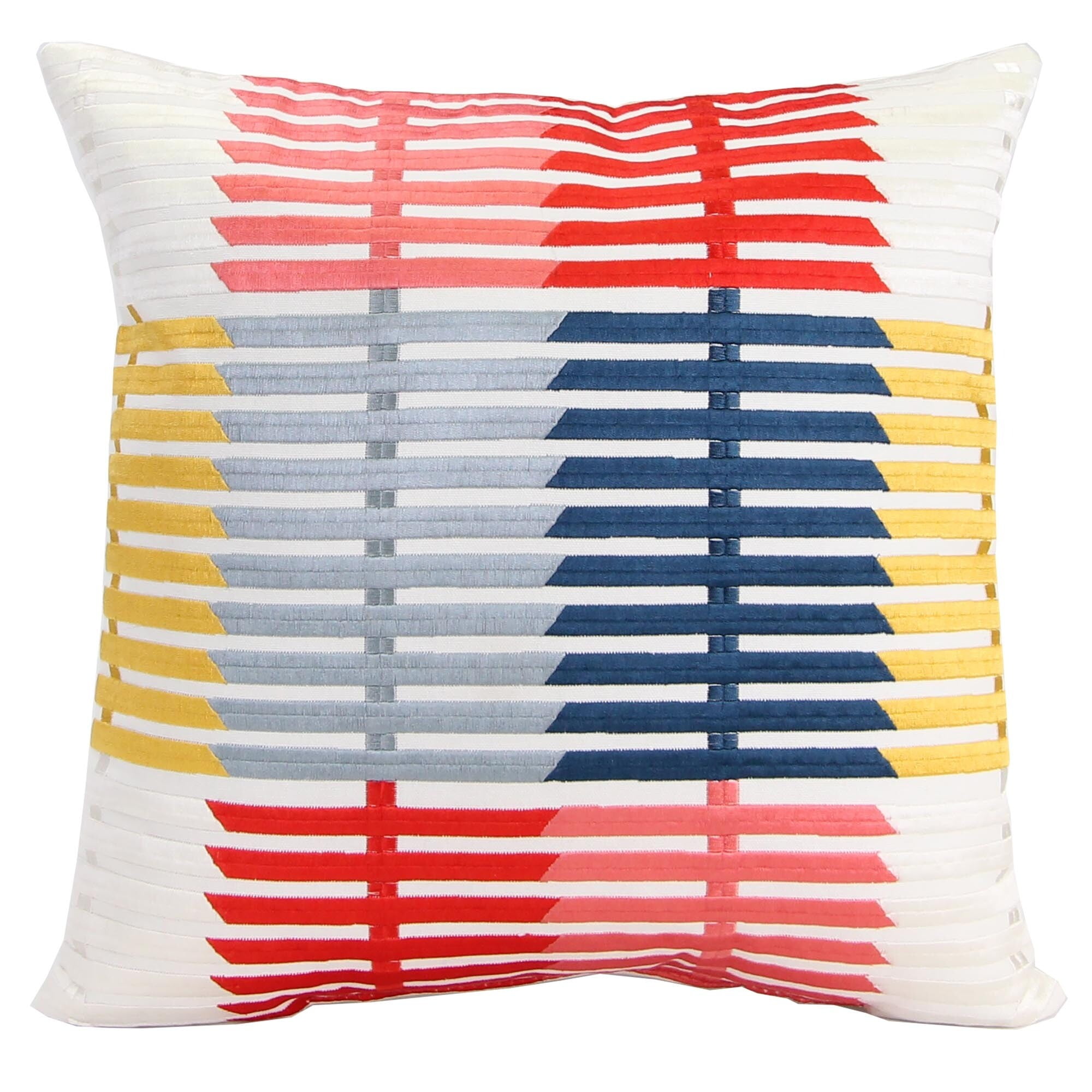 Jordan Manufacturing 18" x 18" Multicolor Grid Stripe Square Reversible Decorative Throw Pillow with Embroidery Accent