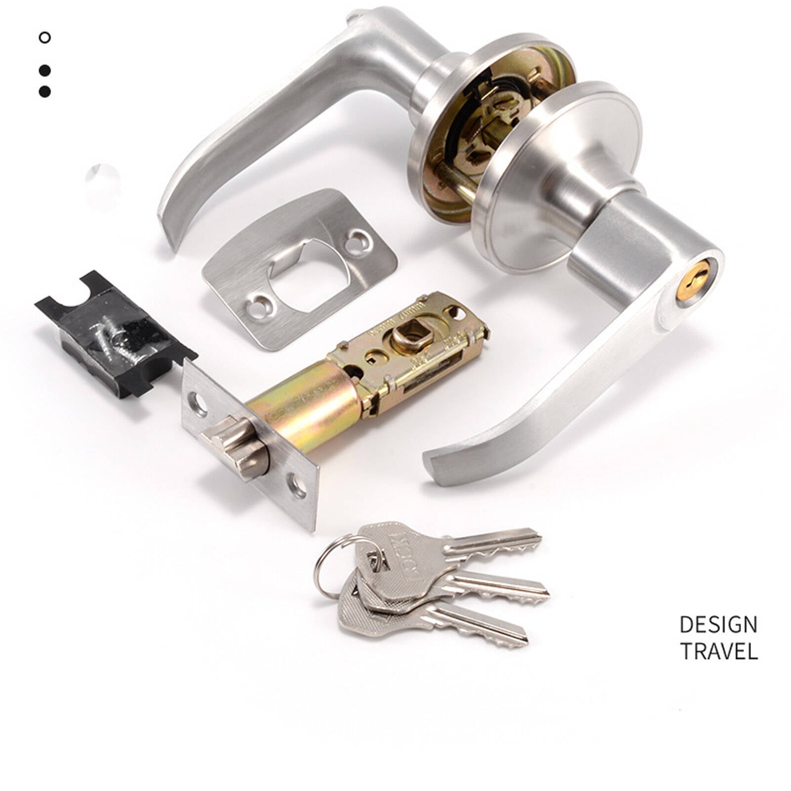 FACEGA Door Knob Color Variety Door Knob with Lockms Hassle-Free Mounting Door Handle,Silver