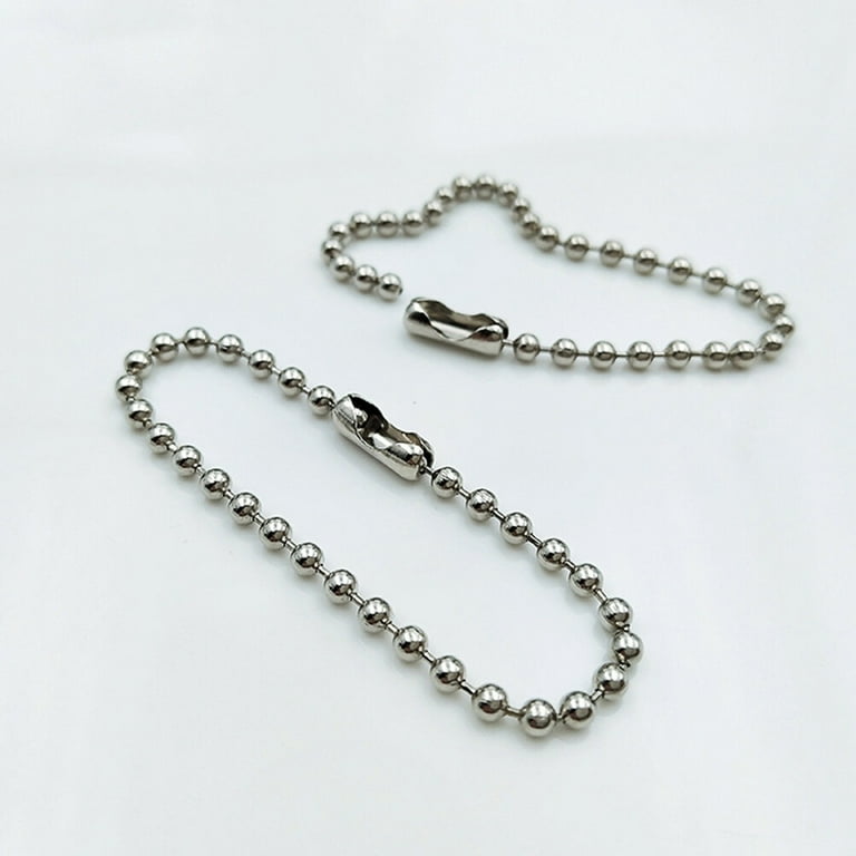 100pcs Long Bead Connector Clasp Ball Chain Keychain Tag Key