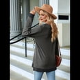 thumbnail image 4 of Blusas de Otoño para Mujer, con Escote en V, Encaje, Larga, Holgadas, con Ribete de Bloques de Color, Moda 2025 Gris Oscuro M, 4 of 10