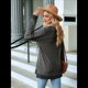 thumbnail image 4 of Blusas de Otoño para Mujer, con Escote en V, Encaje, Larga, Holgadas, con Ribete de Bloques de Color, Moda 2025 Gris Oscuro S, 4 of 10