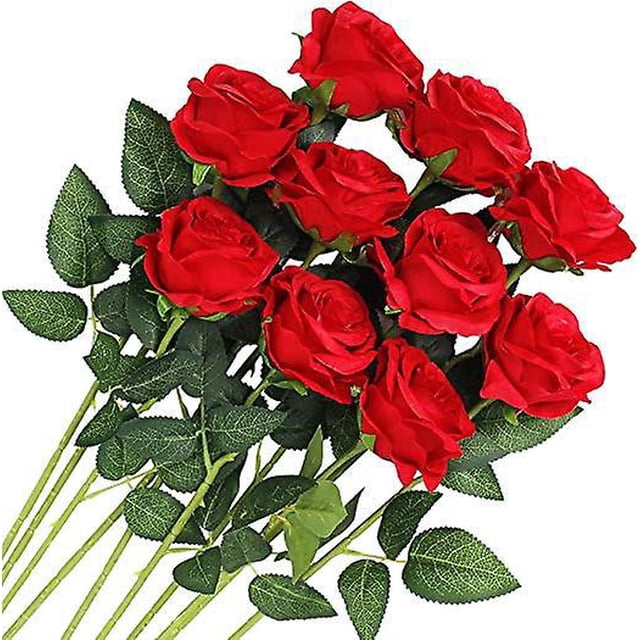 10 Pcs Faux Bouquet De Fleurs De Soie De Rose Artificielle Pour La Dcoration De Mariage Dcoration De Fte D'anniversaire De Famille Dcoration De Ja