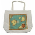 thumbnail image 1 of Island Map Shopping Bag, Treasure World Map Design with Compass Navigation Adventure Hidden Land, Eco-Friendly Reusable Bag for Groceries Beach and More, 15.5" X 14.5", Cream, by Ambesonne, 1 of 2