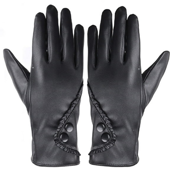 UACY Leather Gloves for Women Fashion Women Lady Soft Leather Gloves Winter Warm Mitten Xmas Gift Black Warm Wool Lined Texting Driving Gloves