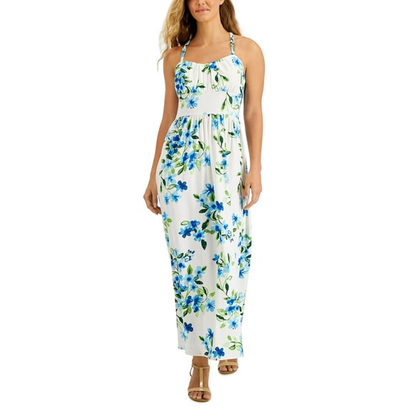 Jamie Layla Petite Floral Print Empire Maxi Dress Egret PL