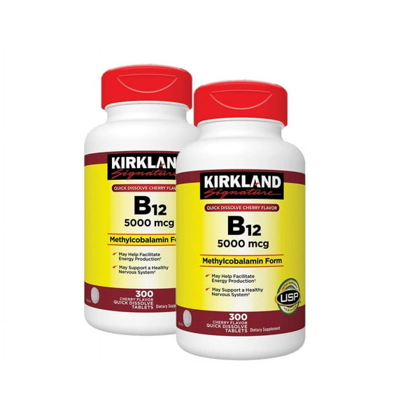 2 Pack | Kirkland Signature Quick Dissolve B-12 5000 mcg., 300 Tablets