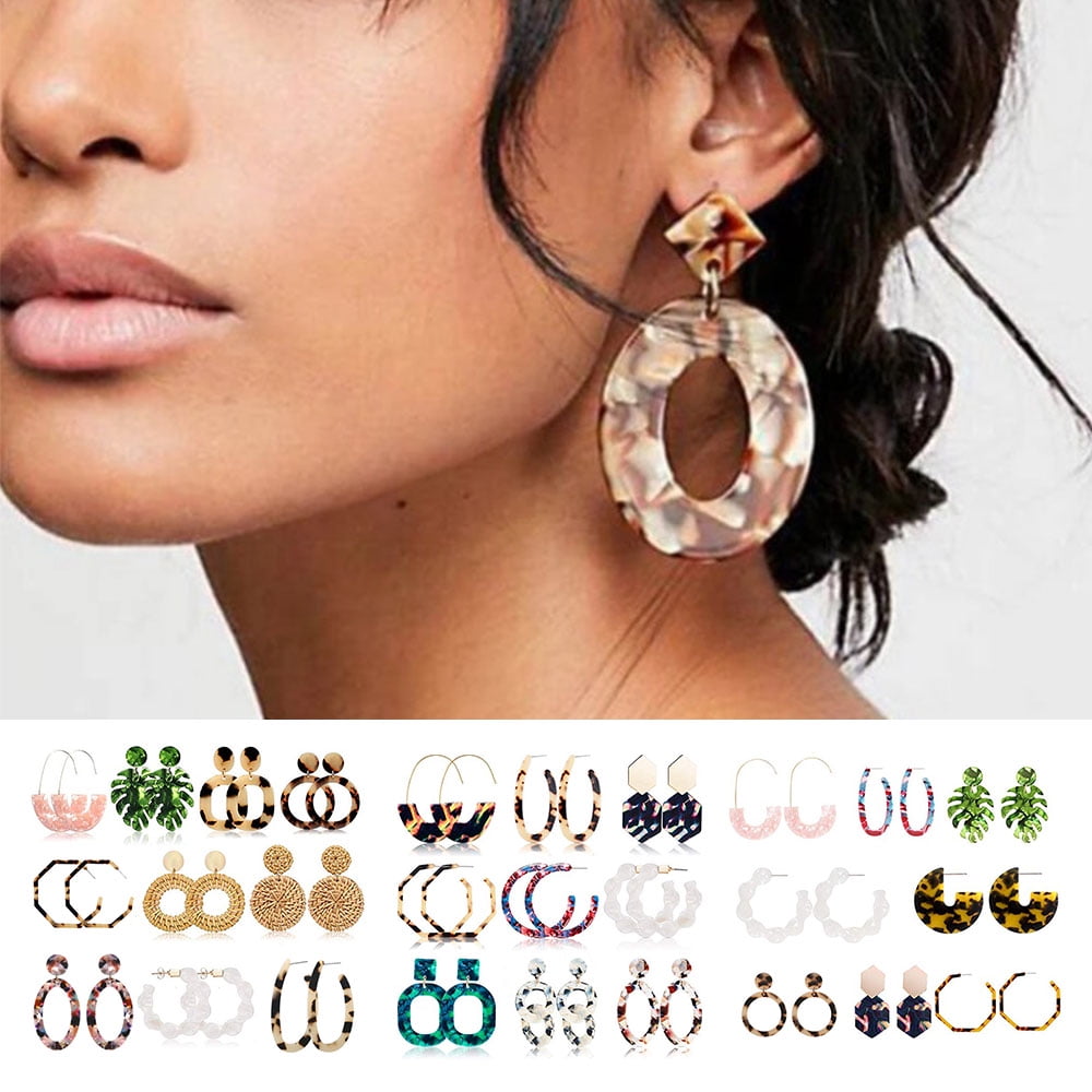 Elegant 1 Pair Punk Geometric Earrings Drop Dangle Trendy Hoop Charm Jewelry