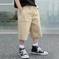 thumbnail image 6 of Kids Cargo Pants Khaki Shorts Casual Stretch Toddler Shorts Kids Shorts Boys 6-7 Years Summer&nbsp;Clothing, 6 of 7