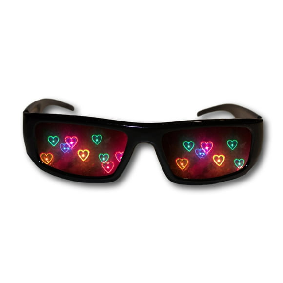 Alternative Imagination Diffraction Heart Glasses - See Hearts at a Rave, Holiday Light Show, Music Festival - Black Frame, Sport Style, Unisex