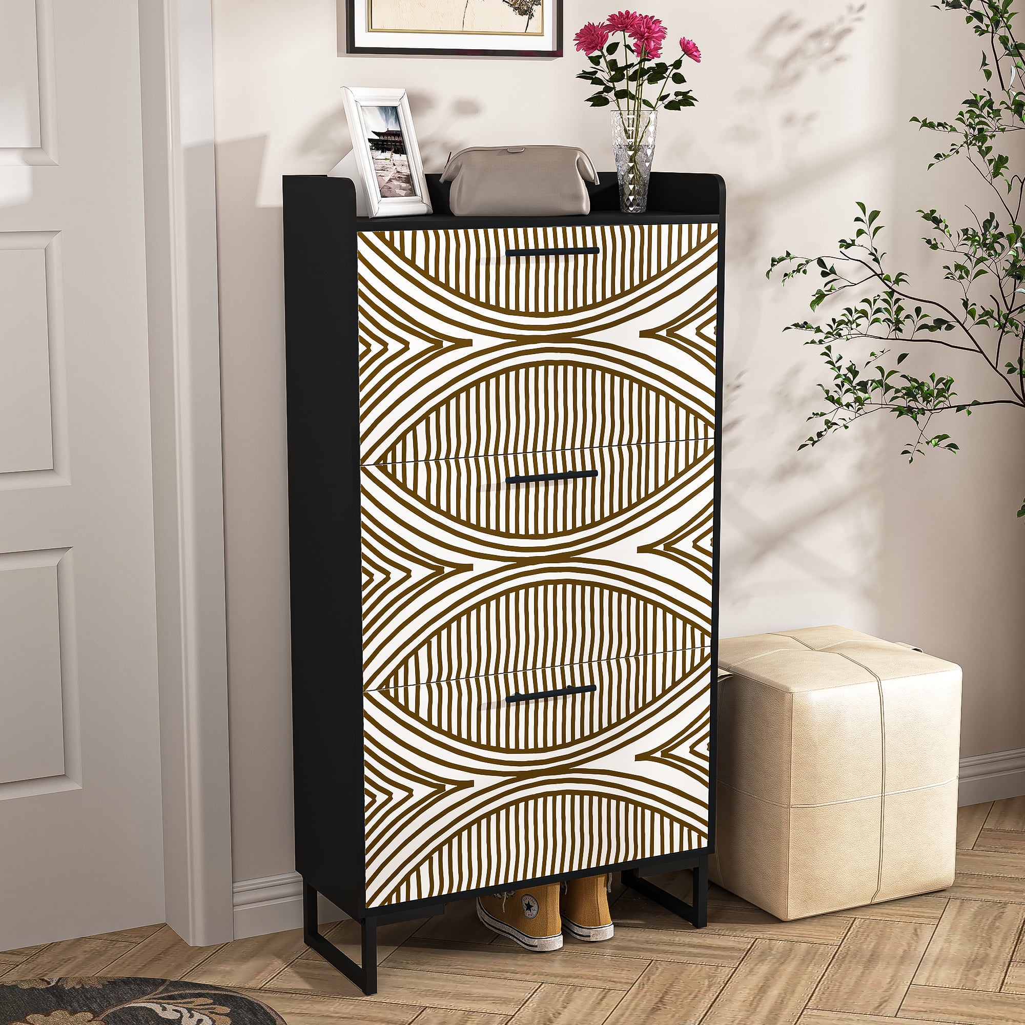 YYAo Entryway Shoe Cabinet, Shoes Storage Organizer Narrow Shoe Storage Rack with Flip Doors, Tipping Bucket Shoe Cabinet for Closet, Living Room, Black YYAo Entryway Shoe Cabinet, Shoes Storage Organizer Narrow Shoe Storage Rack with Flip Doors, Tipping Bucket Shoe Cabinet for Closet, Living Room, Black