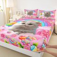 thumbnail image 3 of Manfei Cute Pet Cat Bed Sheets,Kawaii Kitten King Sheets,Rainbow Candy Print Sheet Set For Kids,Luxury Bedroom Decor,4-Piece, 3 of 7