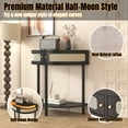 thumbnail image 4 of CQSXDA Unique Half-Moon Design Black MDF Construction 31.88"*15.75" Boho Style End Table Entryway Console Table Rattan Storage Cabinet, 4 of 12