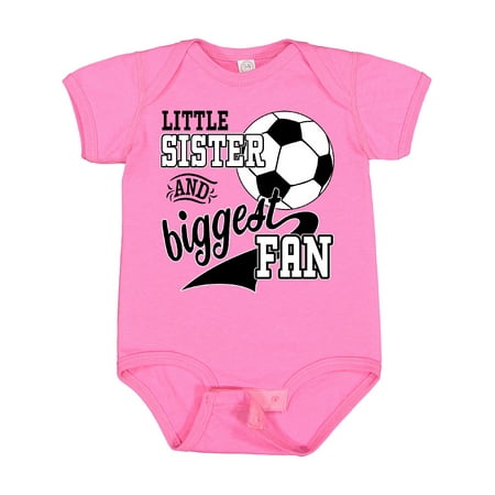 

Inktastic Little Sister and Biggest Fan- Soccer Player Gift Baby Girl Bodysuit
