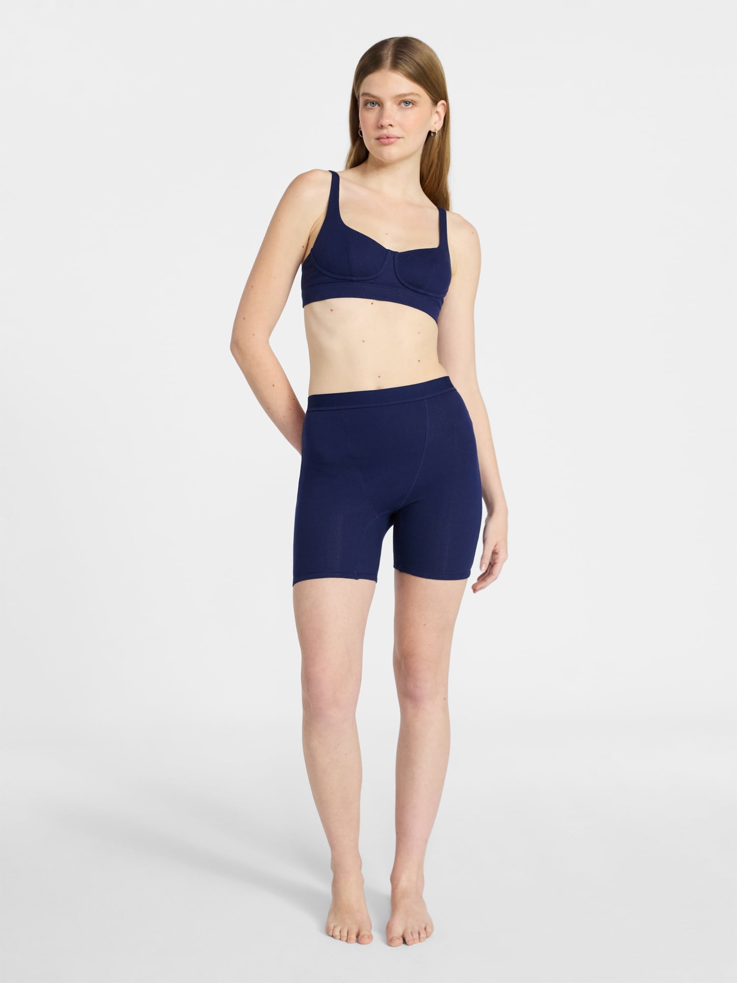 No Boundaries Women's Cotton Rib Wireless Bralette, Sizes XS-XXXL