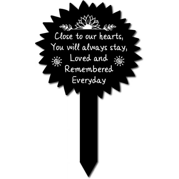 Sun Shape Memorial Stakes Grave Printing Remembrance Plaque Acrylic Waterproof Memorial Garden Stake for Outdoors Yard Grave Decoration Memorial Gifts 10 x 6inch