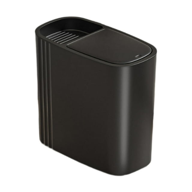 Cubo de basura pequeño, compacto y delgado de 12 l con tapa para el baño. negro