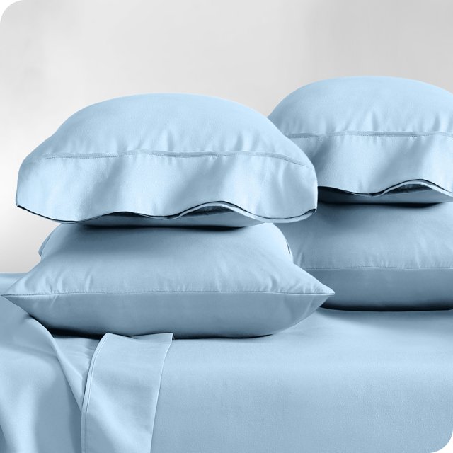Bare Home Pillowcase Set - Premium 1800 Collection - Double Brushed - Ultra Soft - Standard Size, Light Blue, 4 Count