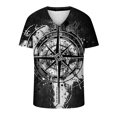 thumbnail image 4 of Herrnalise Independence Day Summer Shirts for Men Men's Cotton Shirt Short Sleeve Hippie Casual Beach T Shirts Compass printed V Neck Shirt for men, 4 of 7