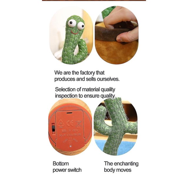 Cactus Peluche Juguete Sacudiendo Baile Grabación Iluminación Cactus