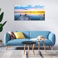 thumbnail image 4 of Arte mural en lienzo de paisaje: muelle junto al lago al atardecer. Cuadro enmarcado para decorar salón, dormitorio, cocina y oficina, 4 of 7