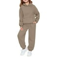 thumbnail image 4 of CXYYY Hoodies Sweatsuit Set for Boys Girls 2 Piece Solid Hooded Sweatsuit Jogger Sweatpants Tracksuit Kids Athletic Fall Winter Clothes Khaki Size: 7-8 Years, 4 of 6