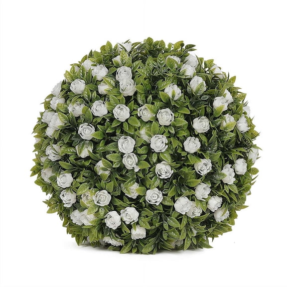 7.8Inch Simulation Plant Flower Hanging Topiary Ball, Multipurpose Realistic Floral Wedding Decoration for  Front Door, Porch, Backyard, Balcony, Home Décor