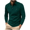 thumbnail image 3 of RongHuan Long Sleeve Golf Shirt for Men Regular Fit Lapel Tshirts Lightweight Sports Shirts Button Up Tees Tops, 3 of 10