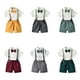 thumbnail image 4 of Qarigey Camisa con botones de verano para niños, conjunto de pantalones, conjunto de ropa de pajarita para banquete de fiesta, pantalones conjuntos de ropa Verde oscuro 130cm, 4 of 6