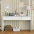 thumbnail image 2 of Furnihold 55"W Fluted Console Table with 3 Drawers, Narrow Long Entryway Table for Hallway, Living Room, White, 2 of 8