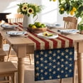 thumbnail image 3 of Burlap Table Runner 36 Inches Long,Independence Day USA Flag Vintage Non-Slip Kitchen Table Runners for Dining Room Everyday Use Party Table Decorations Patriotic Stars and Stripes, 3 of 9