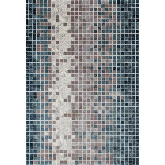 Tapis de Zone Tissé Mosaïque Collection Titanium 4 x 6 Pieds, Aqua