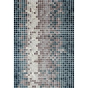 4 x 6 ft. Titanium Collection Mosaic Woven Area Rug, Aqua