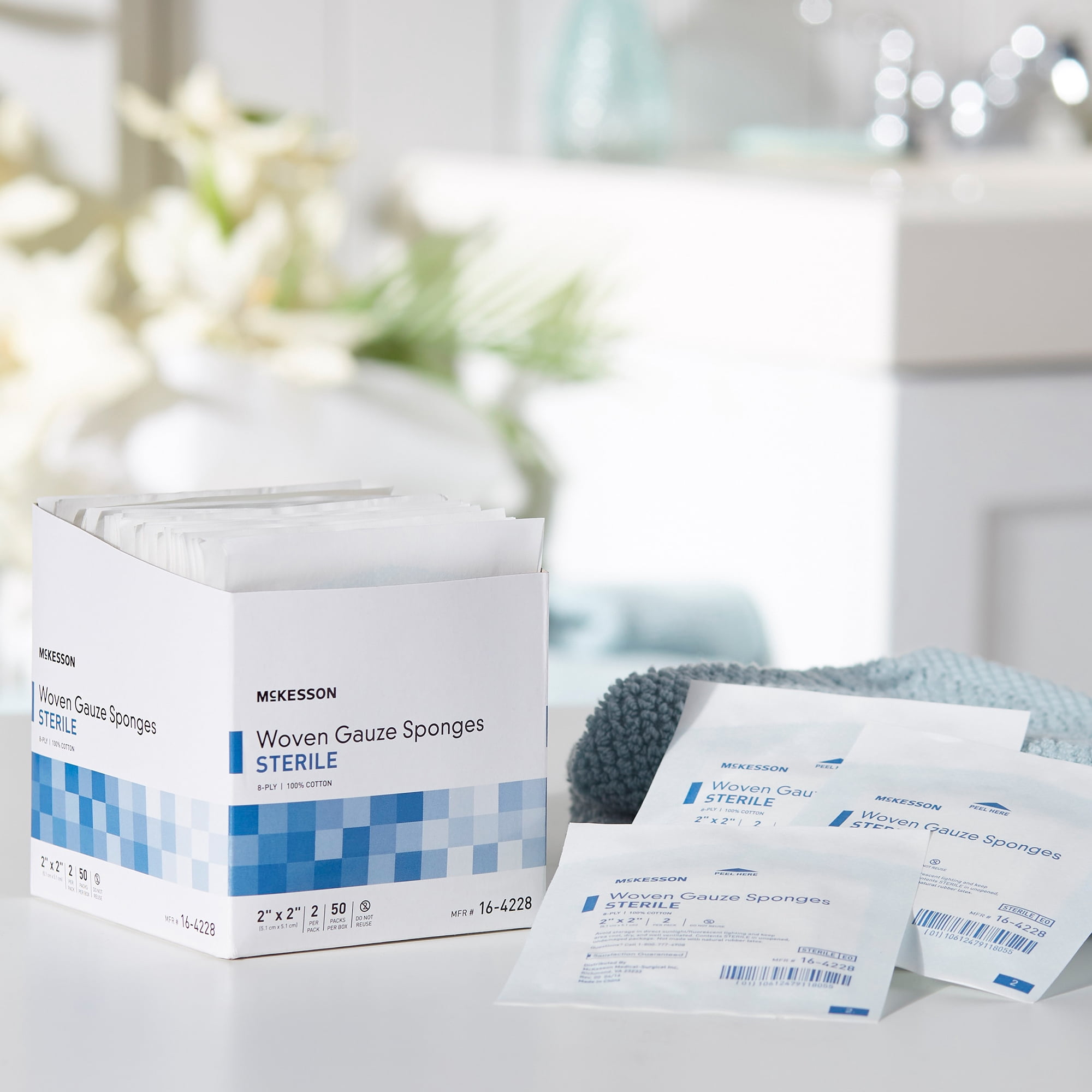 McKesson Gauze Sponges First Aid Supplies, Woven Wound Care Pad - 2 in x 2 in - 1500 Packs (2 per Pack), 3000 Gauze Pads