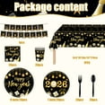 thumbnail image 2 of Tumao New Years Plates and Napkins Party Supplies, Happy New Years Party Decorations, Black Gold Theme Tableware Set for Happy New Years 122Pcs 20 Guests, 2 of 6