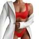 thumbnail image 1 of Gibobby Conjunto de Traje de Baño para Mujer Traje de baño de dos piezas de Color sólido para mujer, traje de baño Sexy con tira dividida y soporte de , (Rojo,G), 1 of 5