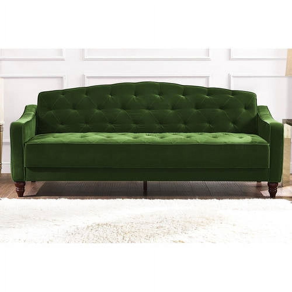 Novogratz Vintage Tufted Sofa Sleeper II, Green Velvet