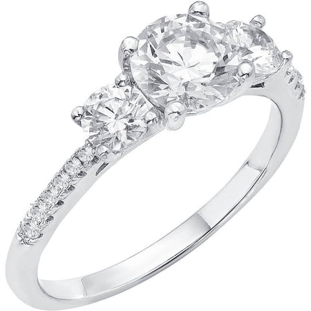 5/8 Carat T.G.W. Australian Crystal and CZ Sterling Silver Engagement Ring