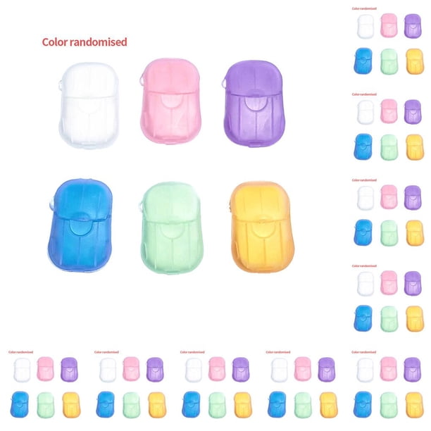 Kearding Papel de jabón de manos desechable portátil, de manos, tableta de jabón de limpieza, suministro sanitario de viaje Color aleatorio 1 caja 10piezas