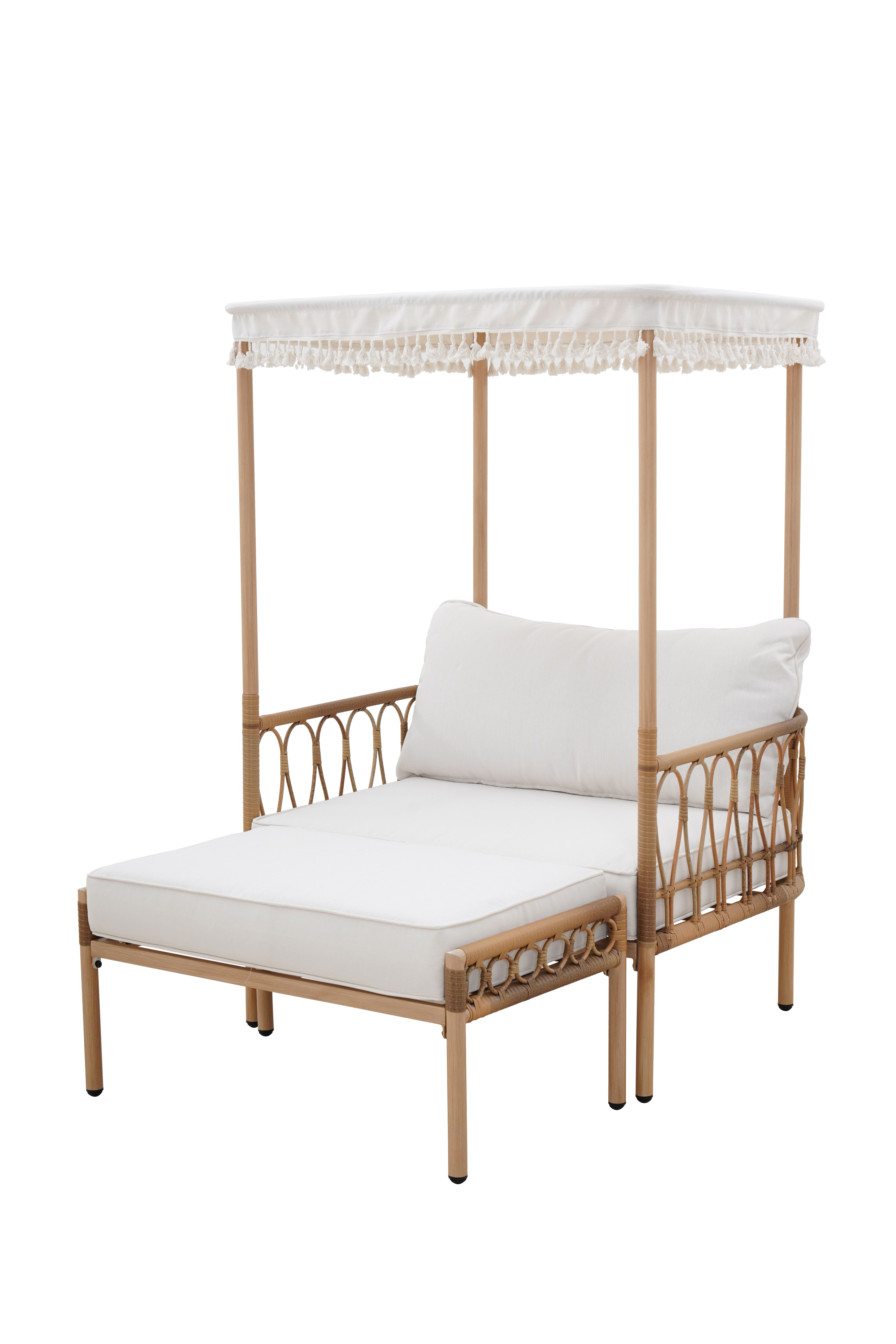 Better Homes & Gardens Willow Sage 2 Piece All-Weather Wicker Outdoor Canopy Chair and Ottoman Set, Beige - image 5 of 7