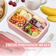 thumbnail image 3 of Aoznliie Bento Box, Portable Divided Lunchbox with Heat Sealed Lid & Cutlery,Microwave Safe in Pink,9x6x3 inch, 3 of 7