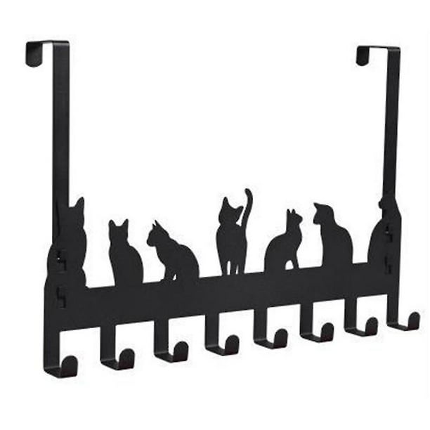 Colgador de ganchos para colgar sobre la puerta, con 8 ganchos, ganchos para toallas compatibles con baños, dormitorios con decoración de gatos, sombrero D