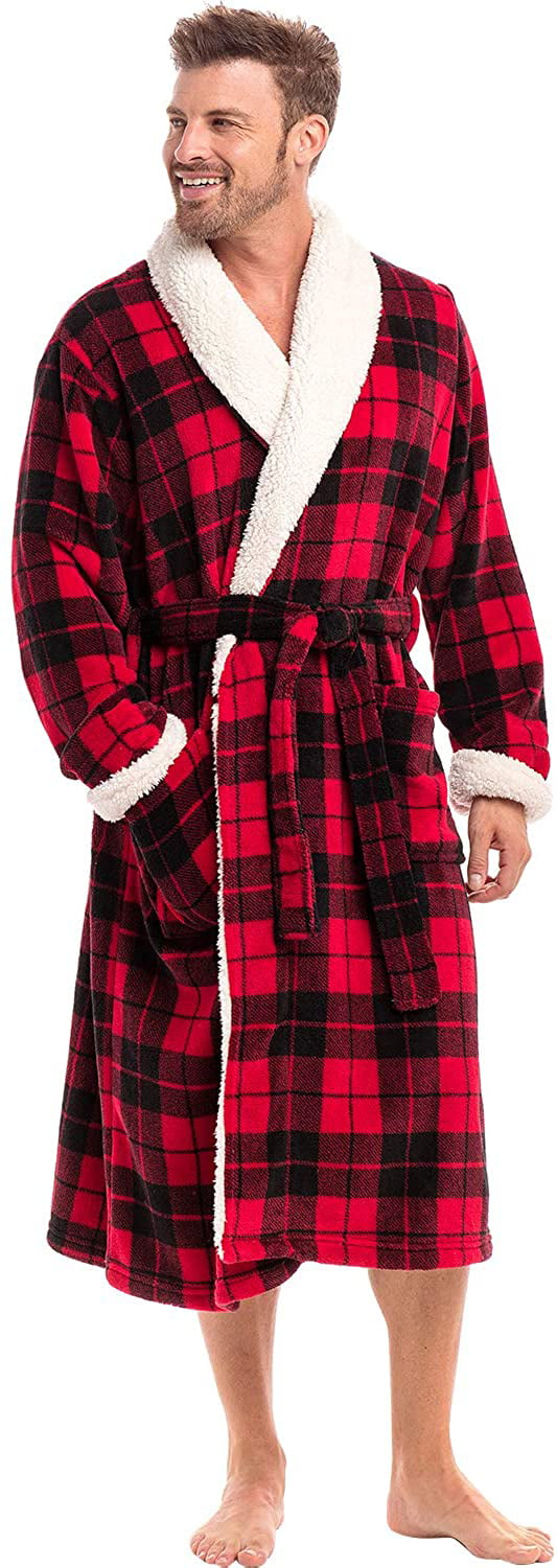 Plush Solid Bathrobe Alexander Del Rossa Mens Warm Fleece Robe 